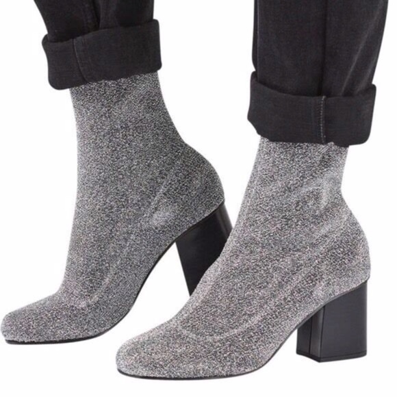 Top Shop Shoes - Topshop Martha Glitter Sock Bootie